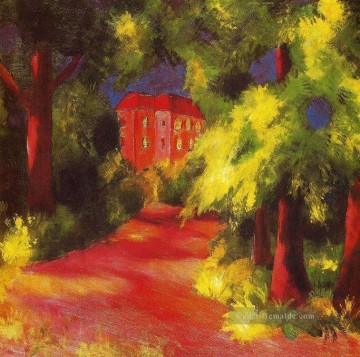  Macke Malerei - Rotes Haus am Park August Macke